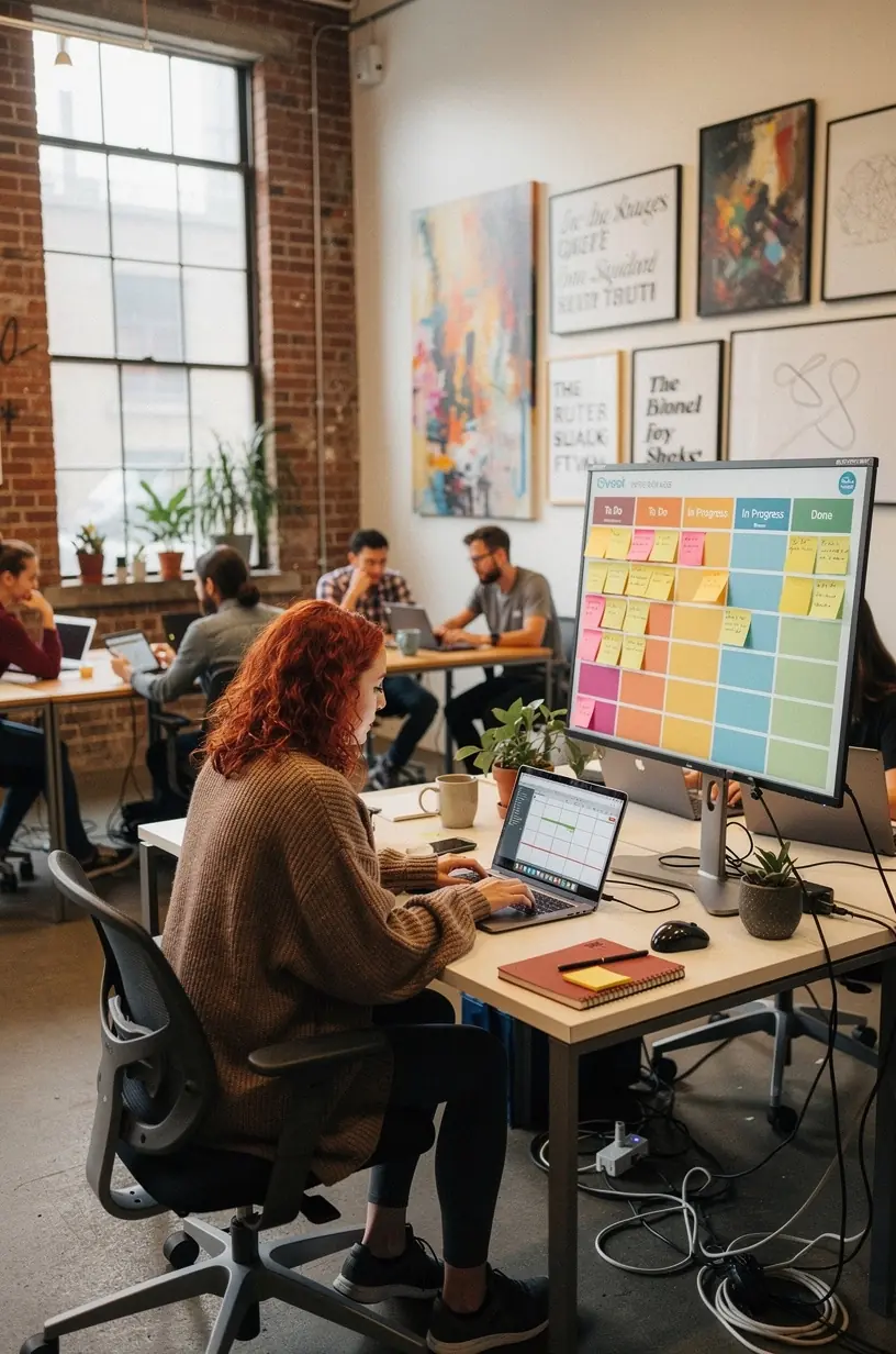 Person organizing tasks in a planner for efficiency