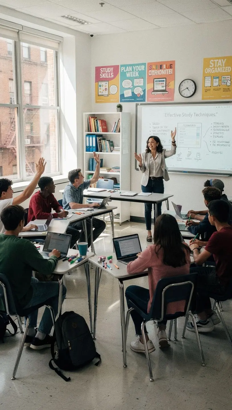 Flexible task management system on a workspace desk.